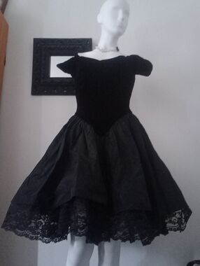 Black Velvet Lace Dress 80s Prom